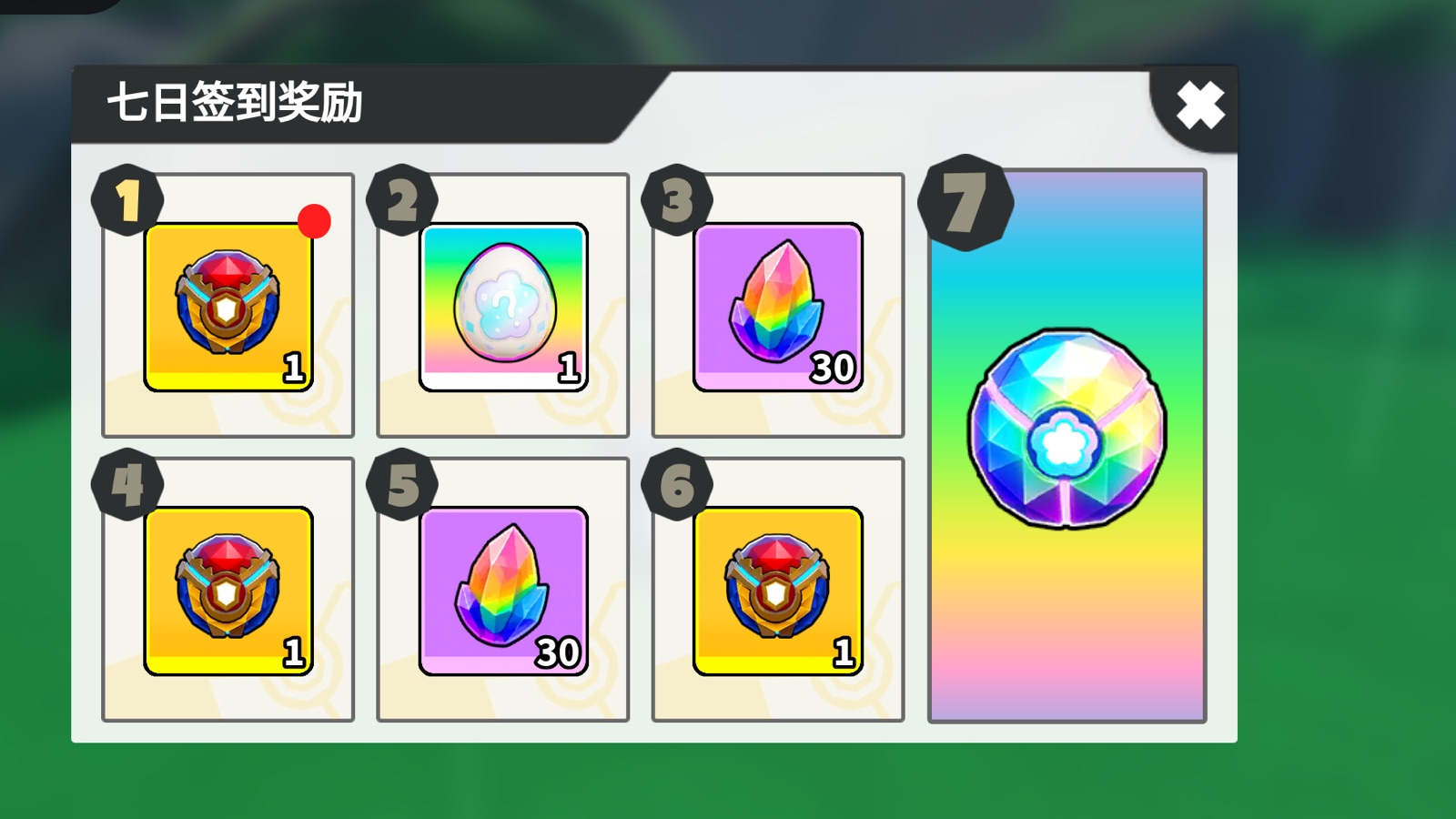 Evomon seven day login reward panel